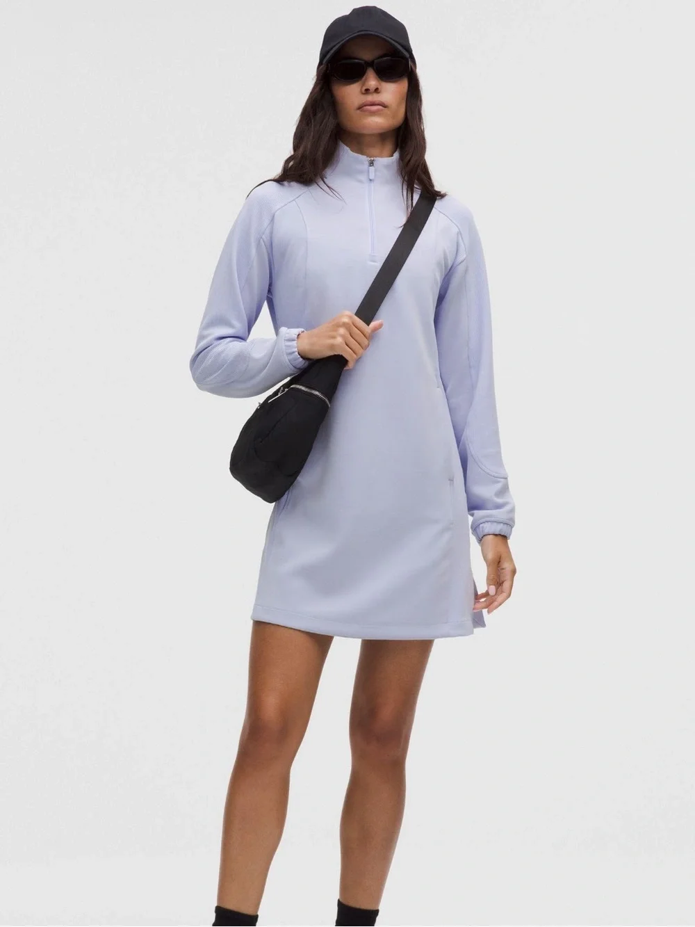 Light Lavender Quarter-Zip Pullover Dress